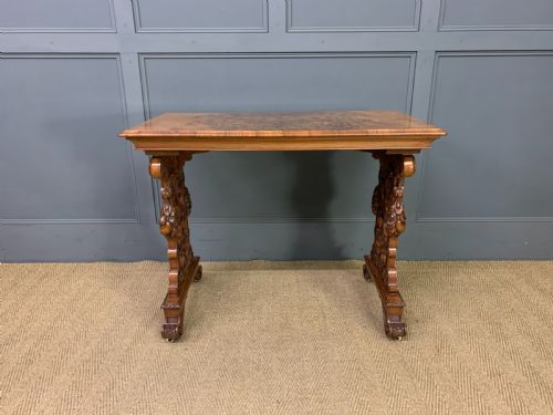 VICTORIAN BURR WALNUT LAMP TABLE - ADDITIONAL PHOTO 2