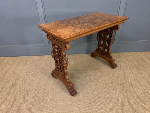 VICTORIAN BURR WALNUT LAMP TABLE - ADDITIONAL PHOTO 4