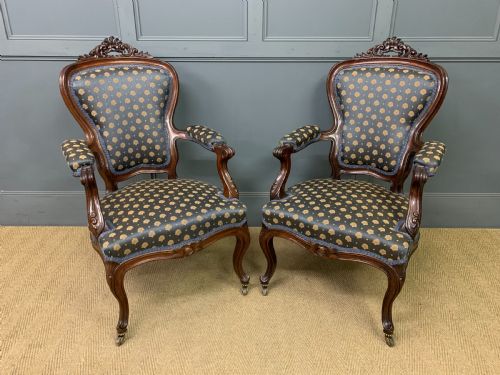 Pair of 19th Century French Rosewood Armchairs