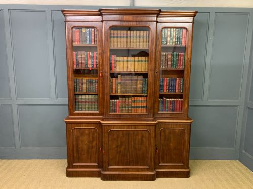 Victorian Mahogany Breakfront Bookcase
