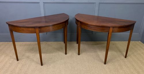 Pair of Georgian Mahogany Demi Lune Console Tables