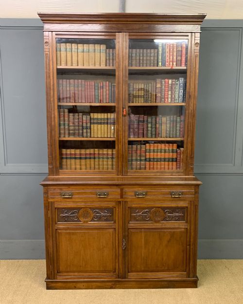 Victorian Walnut Bookcase by Jas Shoolbred & Co.