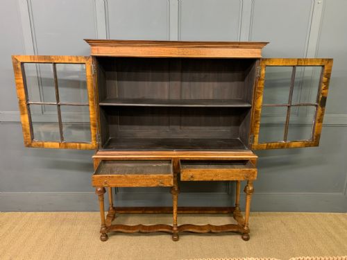 MARQUETRY INLAID BURR WALNUT CABINET ON STAND - ADDITIONAL PHOTO 2