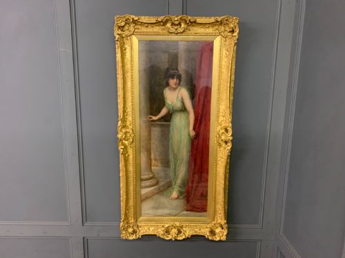 fig 1. Genre Full Length Oil Painting of a Maiden by William Oliver