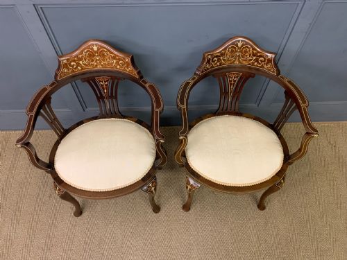 fig 4. Fine Pair of Inlaid Mahogany Armchairs