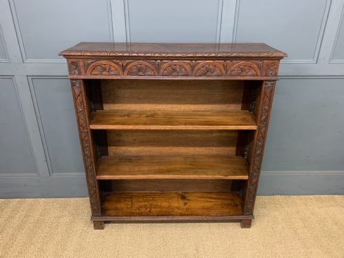 Carved Oak Open Bookcase