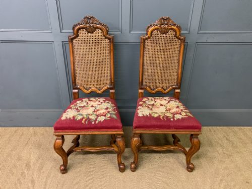 fig 1. Pair of William & Mary Style Walnut Chairs by Waring and Gillow