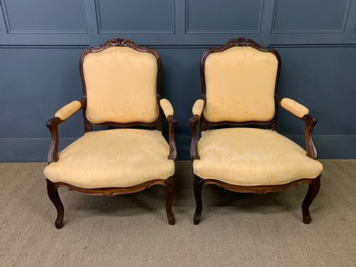 PAIR OF FRENCH ROSEWOOD FAUTEUILS - ADDITIONAL PHOTO 1