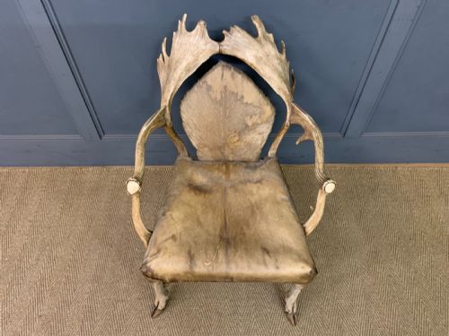 19TH CENTURY STAGS ANTLER ARMCHAIR - ADDITIONAL PHOTO 1