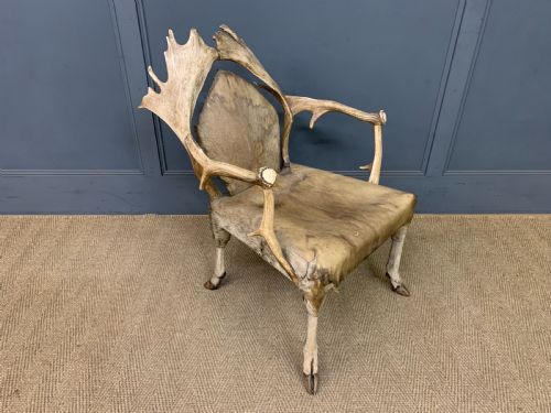 19TH CENTURY STAGS ANTLER ARMCHAIR - ADDITIONAL PHOTO 5