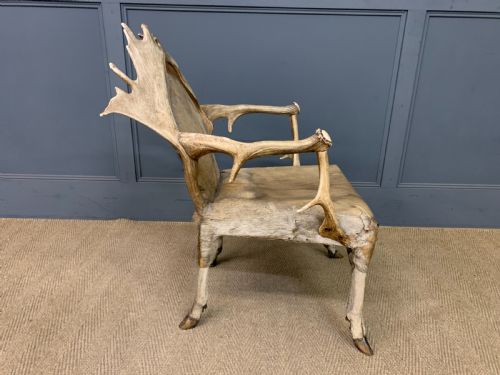 19TH CENTURY STAGS ANTLER ARMCHAIR - ADDITIONAL PHOTO 7