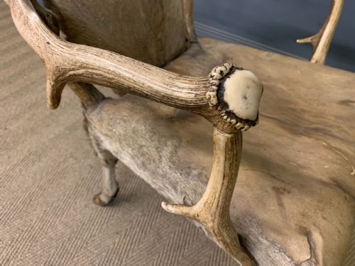 19TH CENTURY STAGS ANTLER ARMCHAIR - ADDITIONAL PHOTO 8