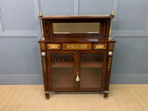 BRASS INLAID REGENCY ROSEWOOD CHIFFONIER - ADDITIONAL PHOTO 1