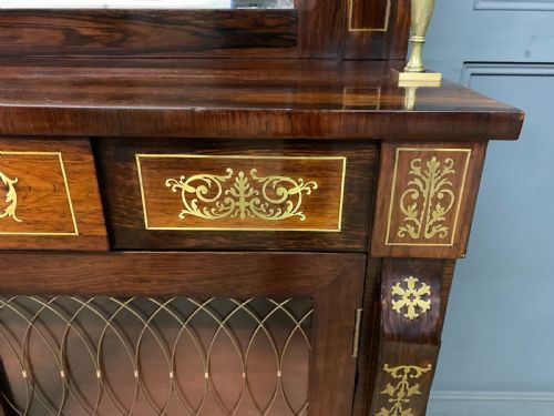 BRASS INLAID REGENCY ROSEWOOD CHIFFONIER - ADDITIONAL PHOTO 7