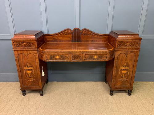 George III Inlaid Mahogany Pedestal Sideboard