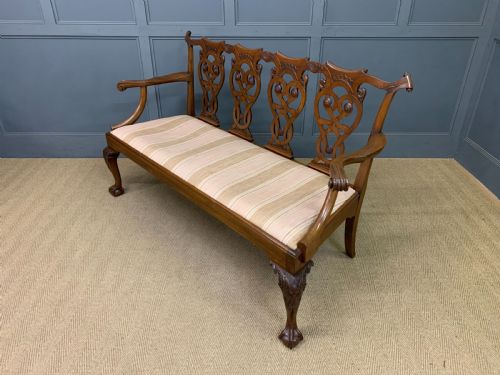 CHIPPENDALE STYLE CARVED MAHOGANY SETTEE - ADDITIONAL PHOTO 18