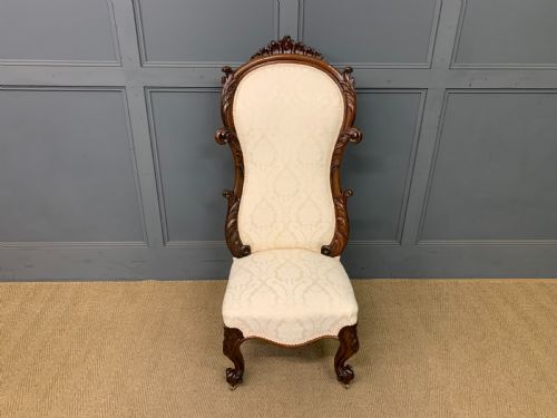 VICTORIAN ROSEWOOD UPHOLSTERED HIGH BACK CHAIR - ADDITIONAL PHOTO 1