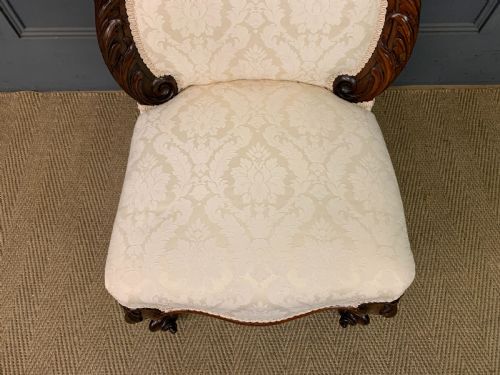 VICTORIAN ROSEWOOD UPHOLSTERED HIGH BACK CHAIR - ADDITIONAL PHOTO 2