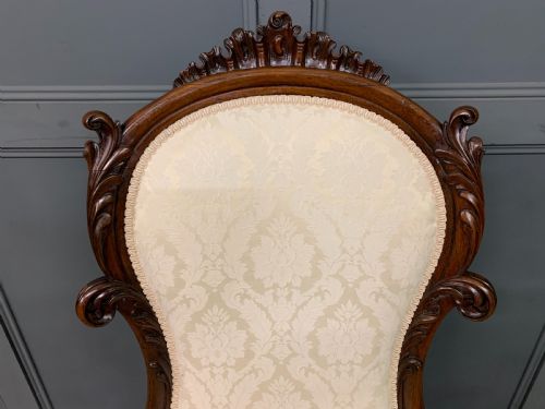 VICTORIAN ROSEWOOD UPHOLSTERED HIGH BACK CHAIR - ADDITIONAL PHOTO 3