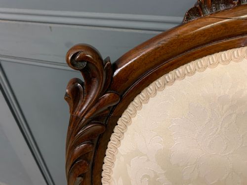 VICTORIAN ROSEWOOD UPHOLSTERED HIGH BACK CHAIR - ADDITIONAL PHOTO 4