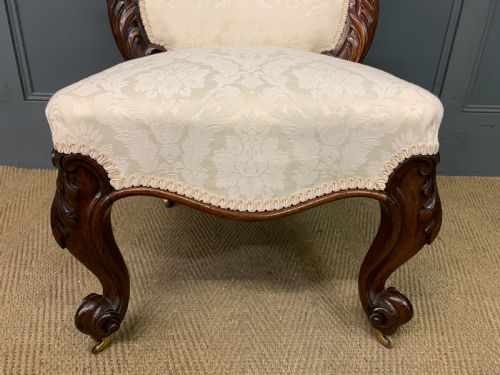 VICTORIAN ROSEWOOD UPHOLSTERED HIGH BACK CHAIR - ADDITIONAL PHOTO 7