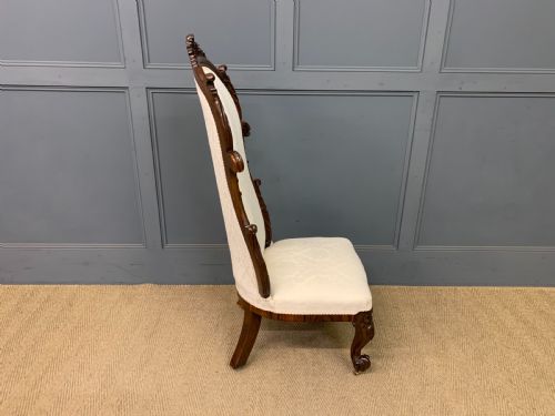 VICTORIAN ROSEWOOD UPHOLSTERED HIGH BACK CHAIR - ADDITIONAL PHOTO 11