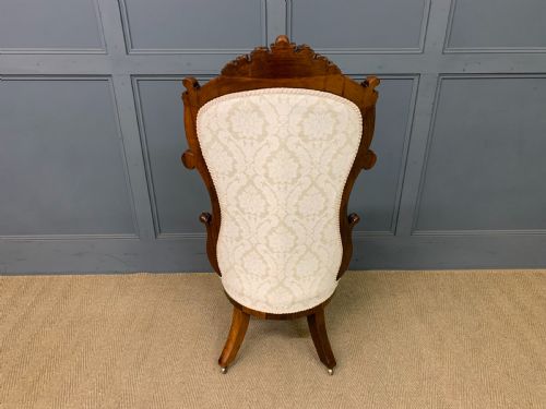 VICTORIAN ROSEWOOD UPHOLSTERED HIGH BACK CHAIR - ADDITIONAL PHOTO 12
