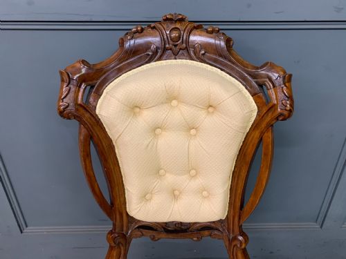 VICTORIAN WALNUT UPHOLSTERED SALON CHAIR - ADDITIONAL PHOTO 3