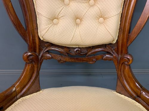 VICTORIAN WALNUT UPHOLSTERED SALON CHAIR - ADDITIONAL PHOTO 6