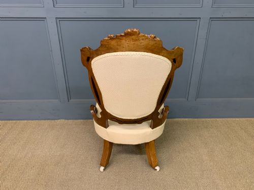 VICTORIAN WALNUT UPHOLSTERED SALON CHAIR - ADDITIONAL PHOTO 12