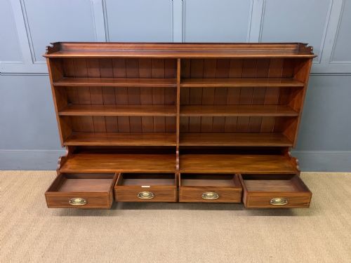 EDWARDIAN MAHOGANY OPEN BOOKCASE BY LAMB OF MANCHESTER - ADDITIONAL PHOTO 6