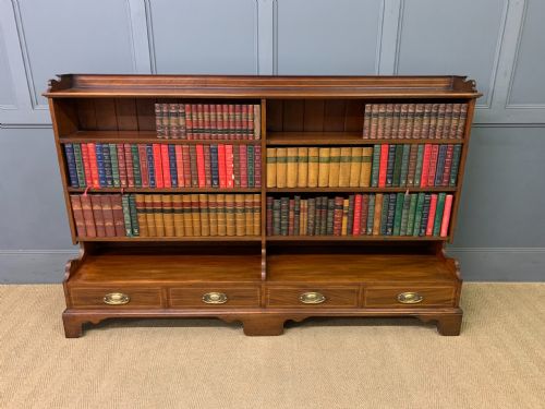 EDWARDIAN MAHOGANY OPEN BOOKCASE BY LAMB OF MANCHESTER - ADDITIONAL PHOTO 12