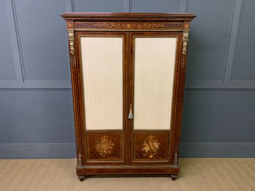 INLAID MAHOGANY AND AMBOYNA 19TH CENTURY FRENCH BOOKCASE