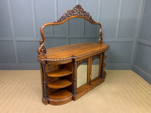 LARGE VICTORIAN BURR WALNUT LONDON QUALITY MIRROR BACK CHIFFONIER