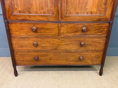 GEORGIAN INLAID MAHOGANY LINEN PRESS - ADDITIONAL PHOTO 1