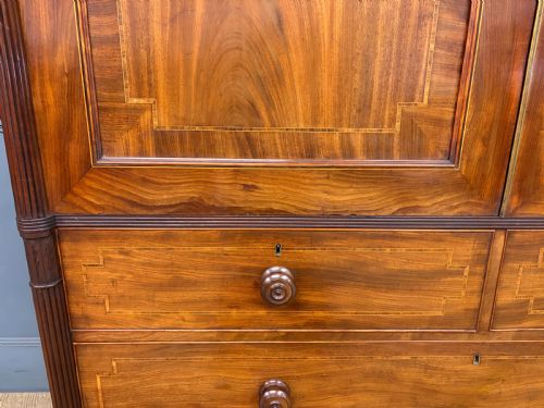 GEORGIAN INLAID MAHOGANY LINEN PRESS - ADDITIONAL PHOTO 6