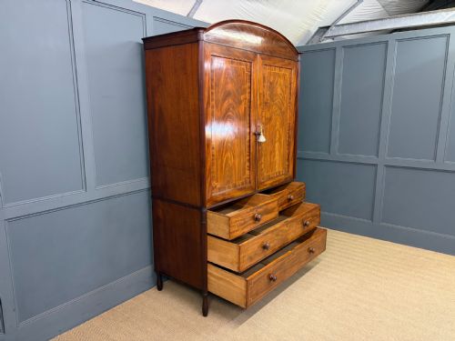 GEORGIAN INLAID MAHOGANY LINEN PRESS - ADDITIONAL PHOTO 14