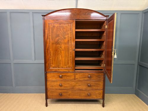 GEORGIAN INLAID MAHOGANY LINEN PRESS - ADDITIONAL PHOTO 20