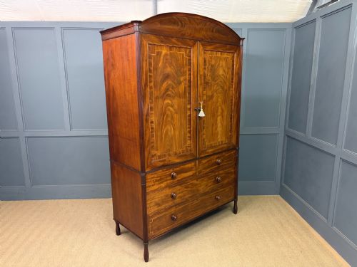 GEORGIAN INLAID MAHOGANY LINEN PRESS - ADDITIONAL PHOTO 21