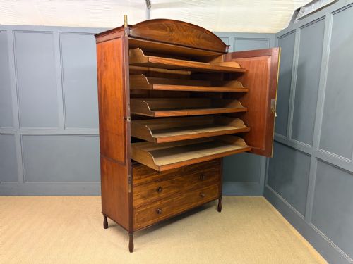 GEORGIAN INLAID MAHOGANY LINEN PRESS - ADDITIONAL PHOTO 25
