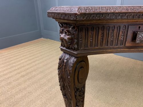 CHIPPENDALE STYLE CARVED MAHOGANY WRITING TABLE - ADDITIONAL PHOTO 15