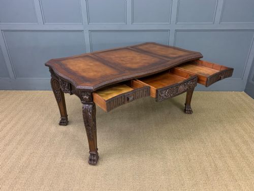 CHIPPENDALE STYLE CARVED MAHOGANY WRITING TABLE - ADDITIONAL PHOTO 16