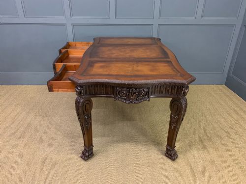 CHIPPENDALE STYLE CARVED MAHOGANY WRITING TABLE - ADDITIONAL PHOTO 18