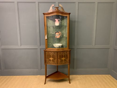 INLAID MAHOGANY CORNER CABINET - ADDITIONAL PHOTO 5