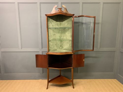 INLAID MAHOGANY CORNER CABINET - ADDITIONAL PHOTO 6