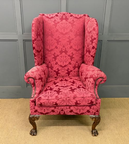 LATE 19TH CENTURY WALNUT WING ARMCHAIR
