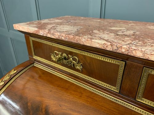 LARGE 19TH CENTURY FRENCH EMPIRE FLAME MAHOGANY CYLINDER DESK - ADDITIONAL PHOTO 4