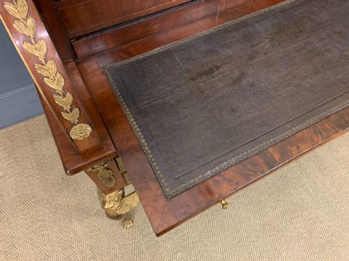LARGE 19TH CENTURY FRENCH EMPIRE FLAME MAHOGANY CYLINDER DESK - ADDITIONAL PHOTO 17