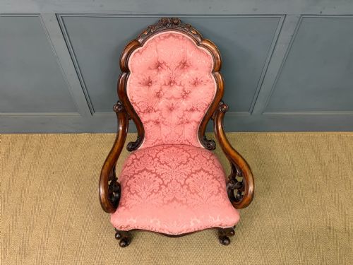PAIR OF VICTORIAN WALNUT NURSING CHAIRS - ADDITIONAL PHOTO 3
