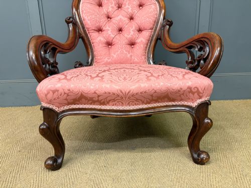 PAIR OF VICTORIAN WALNUT NURSING CHAIRS - ADDITIONAL PHOTO 4